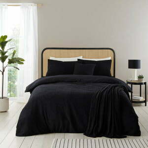 Czarna narzuta z materiału bouclé na łóżko dwuosobowe 180x200 cm Cosy – Catherine Lansfield obraz