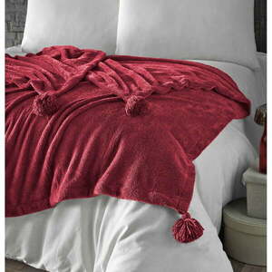 Czerwona narzuta z mikropluszu na łóżko jednoosobowe 160x200 cm Puffy – Mijolnir obraz