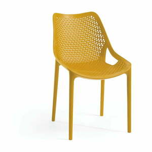 Żółte plastikowe krzesło ogrodowe Bilros – Rojaplast obraz