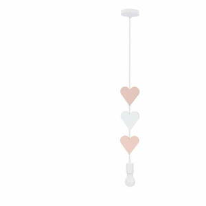 Biało-różowa lampa dziecięca z metalowym kloszem Hearts – Candellux Lighting obraz