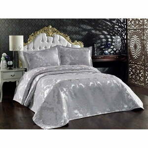 Szary bawełniany komplet narzuta i poszewki na poduszki na podwójne łóżko 240x260 cm Beste – Mijolnir obraz