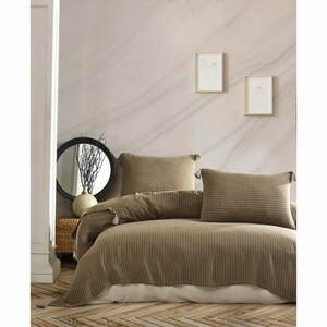 Brązowy pikowany zestaw narzuty na łóżko dwuosobowe i poszewek na poduszkę 220x240 cm Costa – Mijolnir obraz