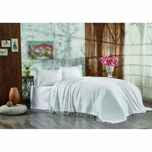 Biała bawełniana narzuta na łóżko dwuosobowe 220x240 cm Lotus – Mijolnir obraz