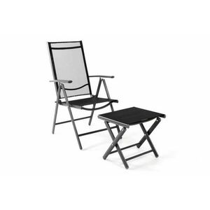 Regulowane krzesło ogrodowe + stołek na nogi - czarny obraz