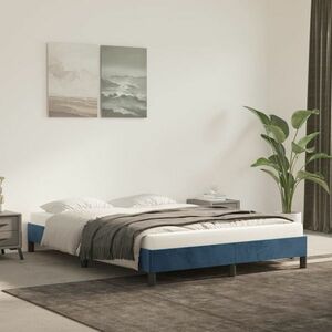 vidaXL Rama łóżka, ciemnoniebieska, 140x200 cm, tapicerowana aksamitem obraz