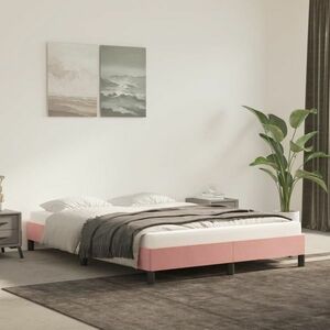 vidaXL Rama łóżka, różowa, 140x190 cm, aksamitna obraz