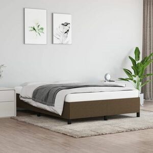 vidaXL Rama łóżka, ciemnobrązowa, 140 x 200 cm, obita tkaniną obraz