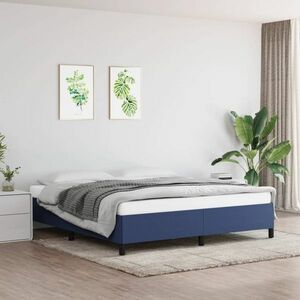 vidaXL Rama łóżka, niebieska, 160 x 200 cm, obita tkaniną obraz