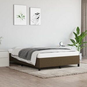vidaXL Rama łóżka, ciemnobrązowa, 140x190 cm, obita tkaniną obraz