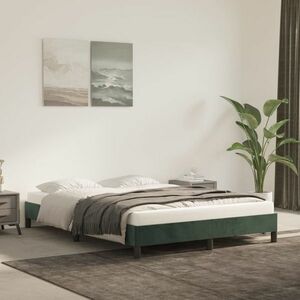 vidaXL Rama łóżka, ciemnozielona, 140x190 cm, aksamitna obraz