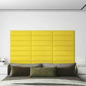 vidaXL Panele ścienne, 12 szt, jasnożółte, 60x15 cm, tkanina, 1, 08 m² obraz
