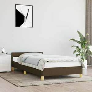 vidaXL Rama łóżka z zagłówkiem, ciemnobrązowa 90x190 cm obita tkaniną obraz