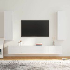 vidaXL Zestaw 4 szafek telewizyjnych, biały z połyskiem obraz