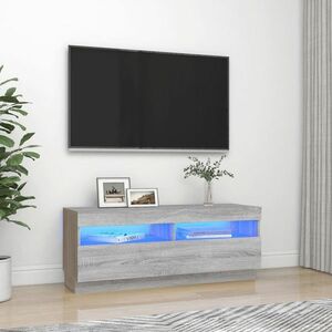 vidaXL Szafka pod TV z oświetleniem LED szary dąb sonoma, 100x35x40 cm obraz