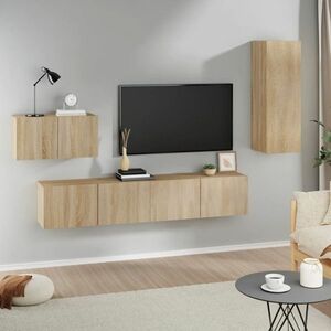 vidaXL Zestaw 4 szafek TV, dąb sonoma, materiał drewnopochodny obraz