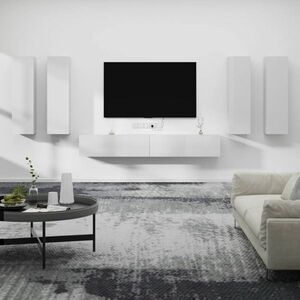 vidaXL Zestaw 6 szafek telewizyjnych, biały z połyskiem obraz