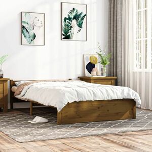 vidaXL Rama łóżka, naturalna, lite drewno sosnowe, 140 x 200 cm obraz
