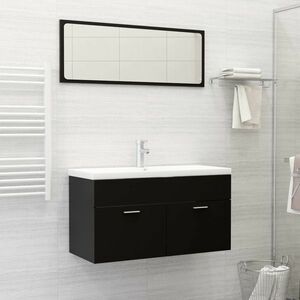 vidaXL 2-częściowy zestaw mebli łazienkowych, czarny, płyta wiórowa obraz