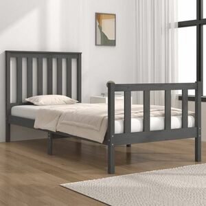 vidaXL Rama łóżka, szara, drewno sosnowe, 75x190 cm, 2FT6, pojedyncza obraz
