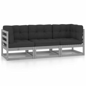 vidaXL 3-osobowa sofa ogrodowa z poduszkami, lite drewno sosnowe obraz