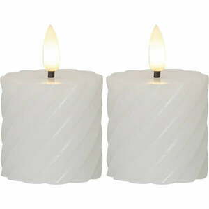 Zestaw 2 białych woskowych świec LED Star Trading Flamme Swirl, wys. 7, 5 cm obraz