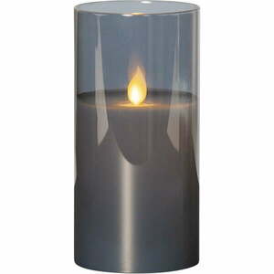 Szara woskowa świeca LED w szkle Star Trading M-Twinkle, wys. 15 cm obraz