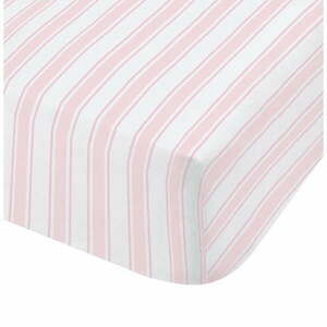 Różowo-białe bawełniane prześcieradło Bianca Check And Stripe, 90x190 cm obraz