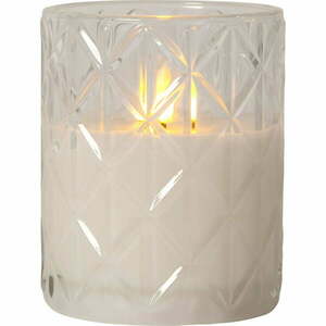 Biała woskowa świeca LED w szkle Star Trading Flamme Romb, wys. 12, 5 cm obraz