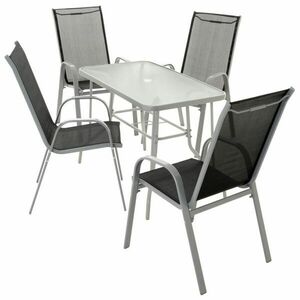 Zestaw ogrodowy - 4 krzesła i szklany stolik - czarny obraz