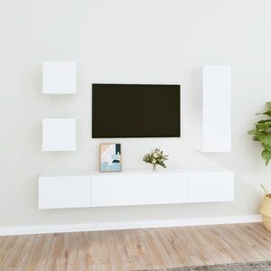 vidaXL 5-częściowy zestaw szafek telewizyjnych, biały obraz