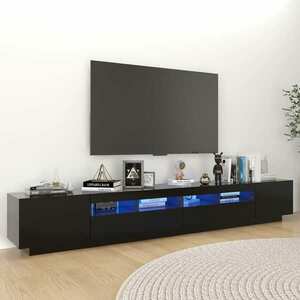 vidaXL Szafka pod TV z oświetleniem LED, czarna, 260x35x40 cm obraz