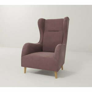 Różowy aksamitny fotel typu uszak Carole – Ropez obraz