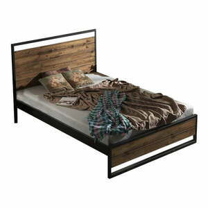 Czarno-naturalne łóżko jednoosobowe ze stelażem 120x200 cm Ariane – Kalune Design obraz