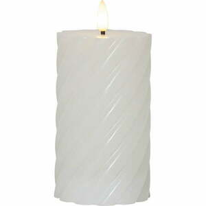 Biała woskowa świeca LED Star Trading Flamme Swirl, wys. 15 cm obraz