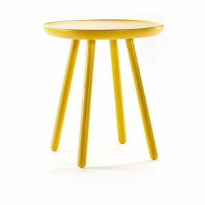 Żółty stolik z litego drewna EMKO Naïve, ø 45 cm obraz