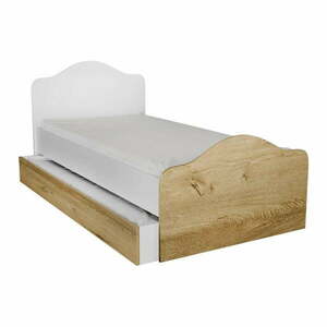 Biało-naturalne łóżko jednoosobowe ze schowkiem 90x190 cm Kanguru – Kalune Design obraz