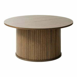 Brązowy okrągły stolik w dekorze dębu ø 90 cm Nola – Unique Furniture obraz