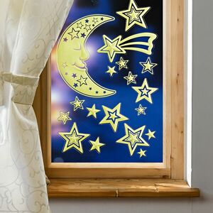Świecące gwiazdki i księżycb 18 szt. obraz