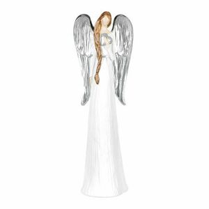 Anioł ze srebrnymi skrzydłami, 10 x 30 x 7 cm, polyresin obraz