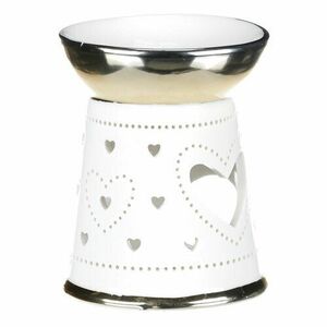 Porcelanowa lampa aromatyczna Hearts, złoto-biały, 10 x 13 x 10 cm obraz