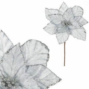 Kwiat poinsecji 29 cm, aksamit, jasnoniebieski obraz