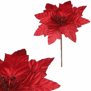 Kwiat poinsecji 22 cm, aksamitny, czerwony obraz