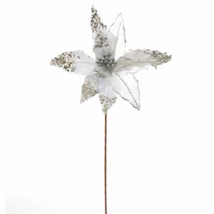 Świąteczny kwiat błyszczący srebrny, 50 x 32 cm obraz