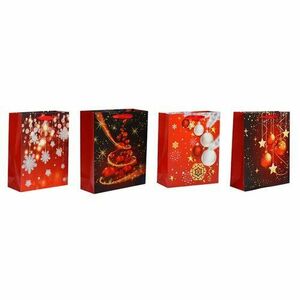 Zestaw toreb bożonarodzeniowych na prezenty 4 szt., czerwony, 26 x 32 x 10 cm obraz