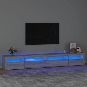 vidaXL Szafka pod TV z oświetleniem LED, szary dąb sonoma, 270x35x40cm obraz