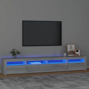 vidaXL Szafka pod TV z oświetleniem LED, szary dąb sonoma, 240x35x40 cm obraz
