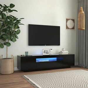 vidaXL Szafka TV z oświetleniem LED, czarna, 160x35x40 cm obraz