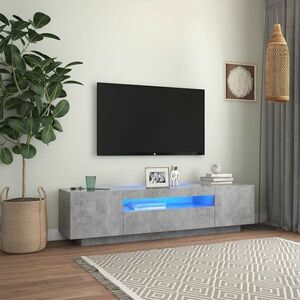 vidaXL Szafka TV z oświetleniem LED, szarość betonu, 160x35x40 cm obraz