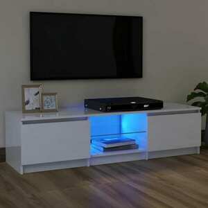 vidaXL Szafka pod TV z oświetleniem LED, biała, połysk, 120x30x35, 5 cm obraz