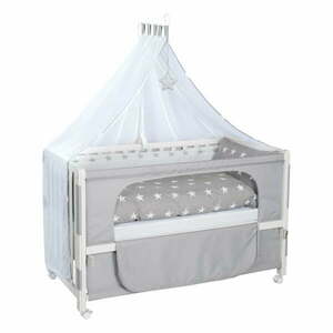 Białe łóżeczko na kółkach z baldachimem 60x120 cm Little stars – Roba obraz